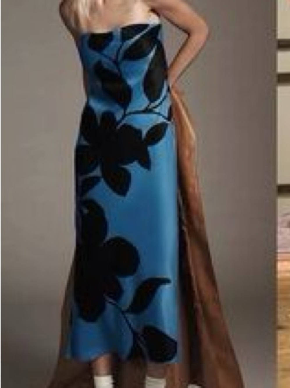 Anthropologie Tilda slip dress Blue & Black Leaf-Print Slip One-Piece